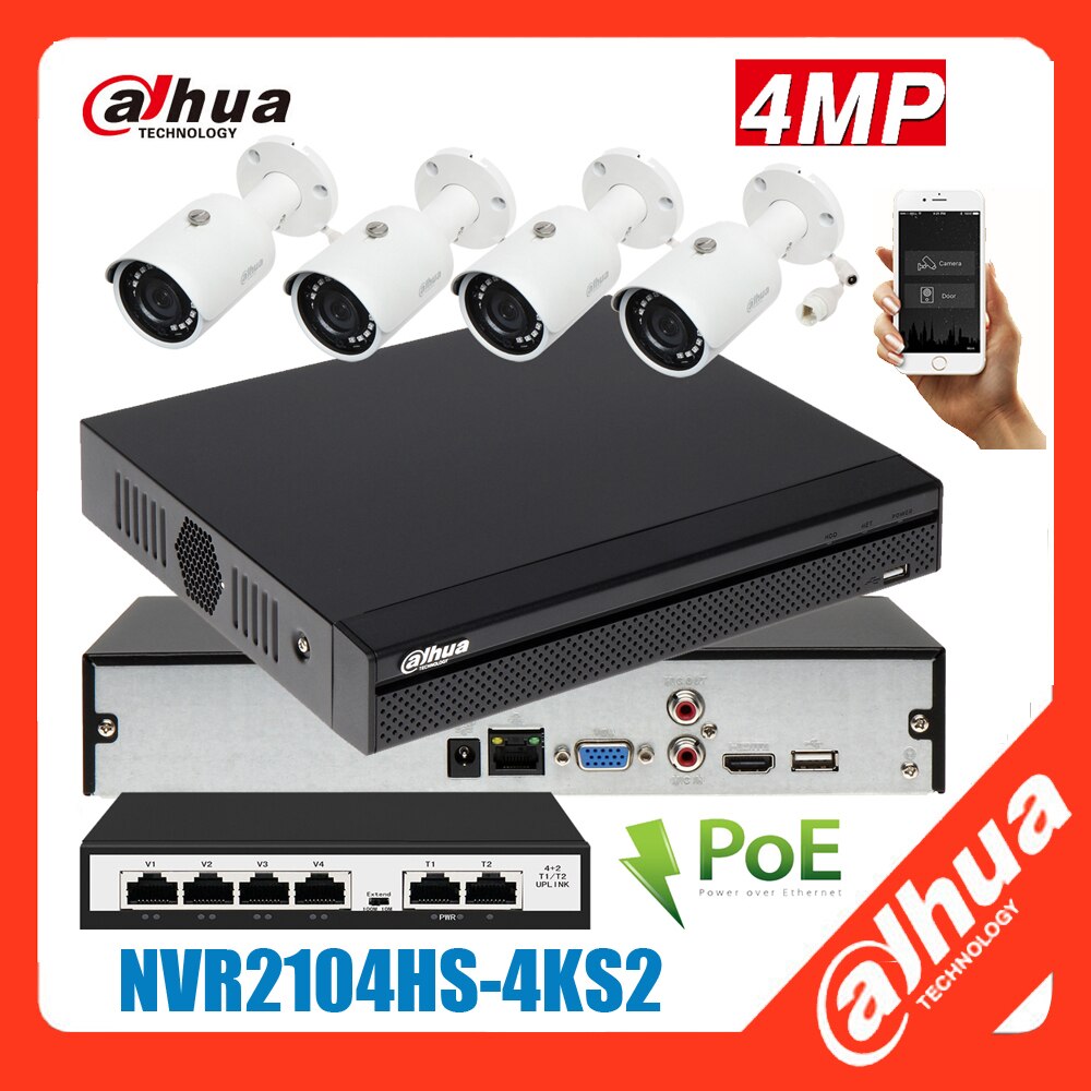 Dahua 4ch 4MP POE ip ī޶ ŰƮ NVR2104HS-4KS2 4pc..